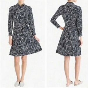1950s Retro J Crew Shirt Dress Blue White Floral SZ 2